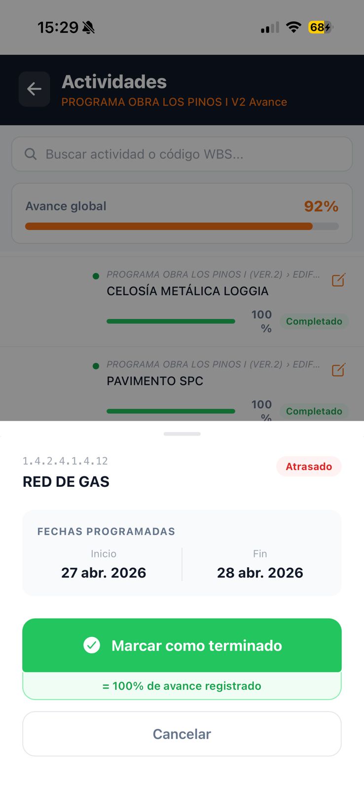 App móvil Avances GestraCOO
